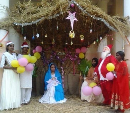 Christmas Nativity in a village