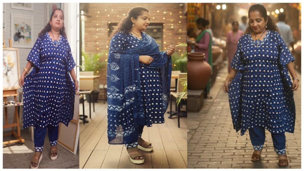 Cotton Indigo Kaftan Kurti